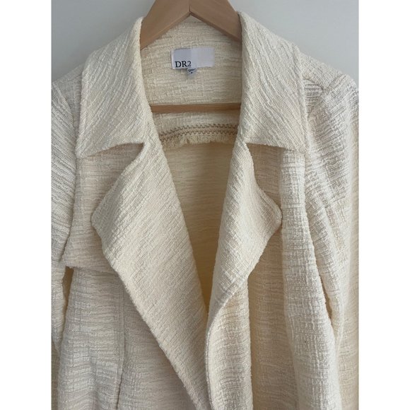 Size Small DR2 by Daniel Rainn CREME IVORY OPEN FRONT TEXTURED JACKET W/POCKETS‎ - Picture 5 of 8